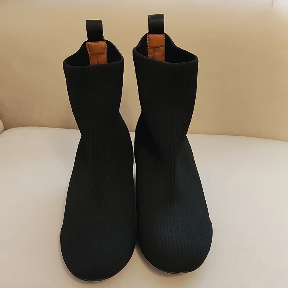 Kurt Geiger Black Mini Elmer Strech Sock Ankle Booties with Gold Detail - Picture 3 of 10